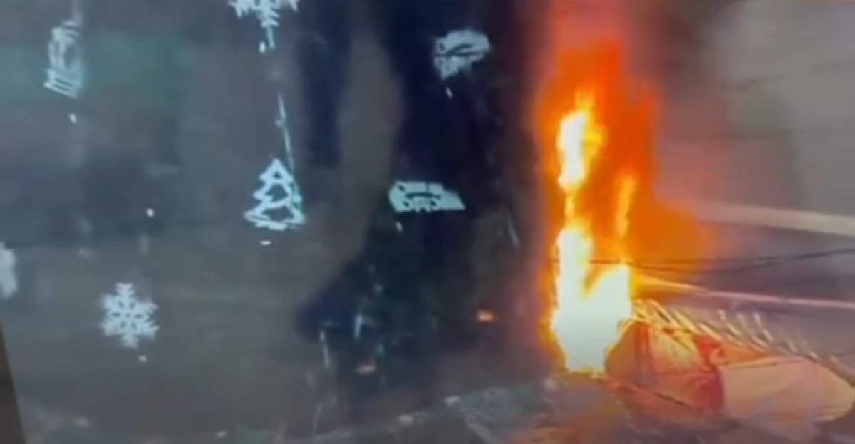 Видео поджога елки в Таразе появилось в сети