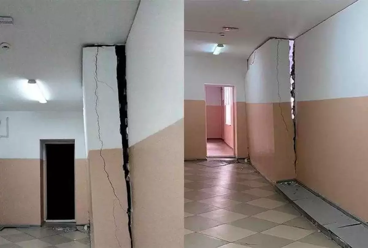 Ақтөбеде мектептегі шаруашылық бөлмесінің қабырғасы сөгіліп кетті