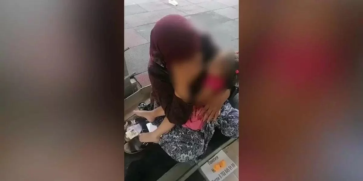 Өскеменде қайыр сұрайтын әйелдің үнемі ұйықтап жататын бүлдіршіні тұрғындарды алаңдатты