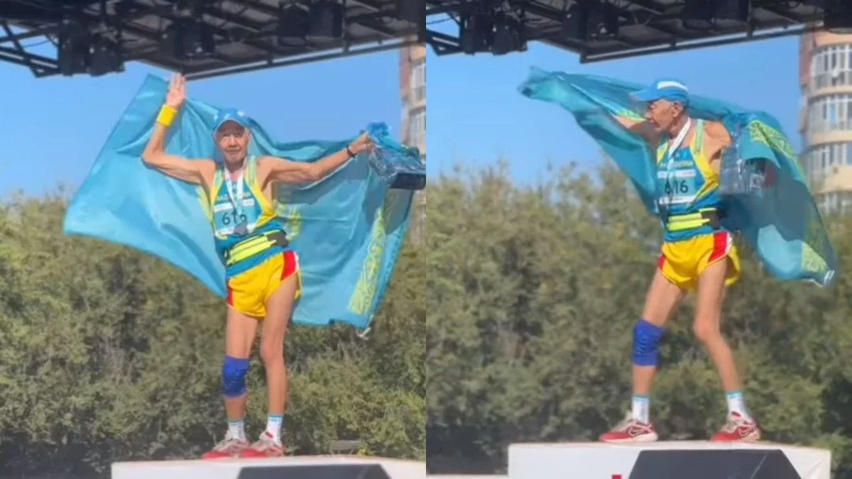 Марафонда жүлделі орынға ие болған 72 жастағы қарияның видеосы желіде талқыға түсті