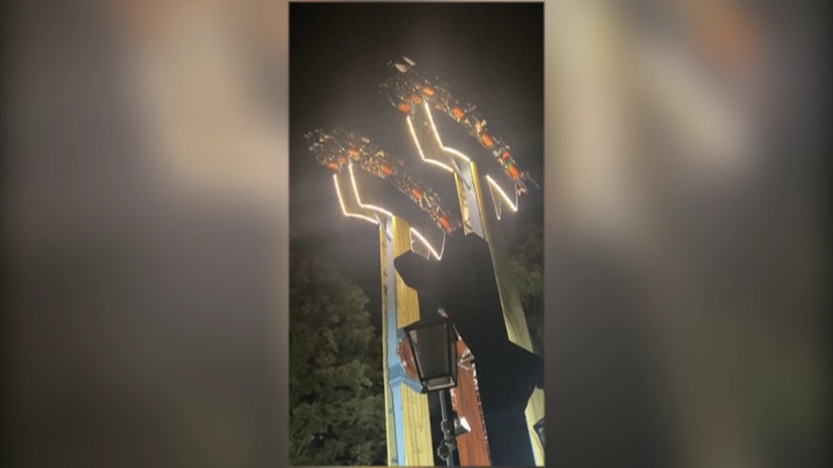 Полчаса вниз головой провисели посетители парка развлечений в Канаде