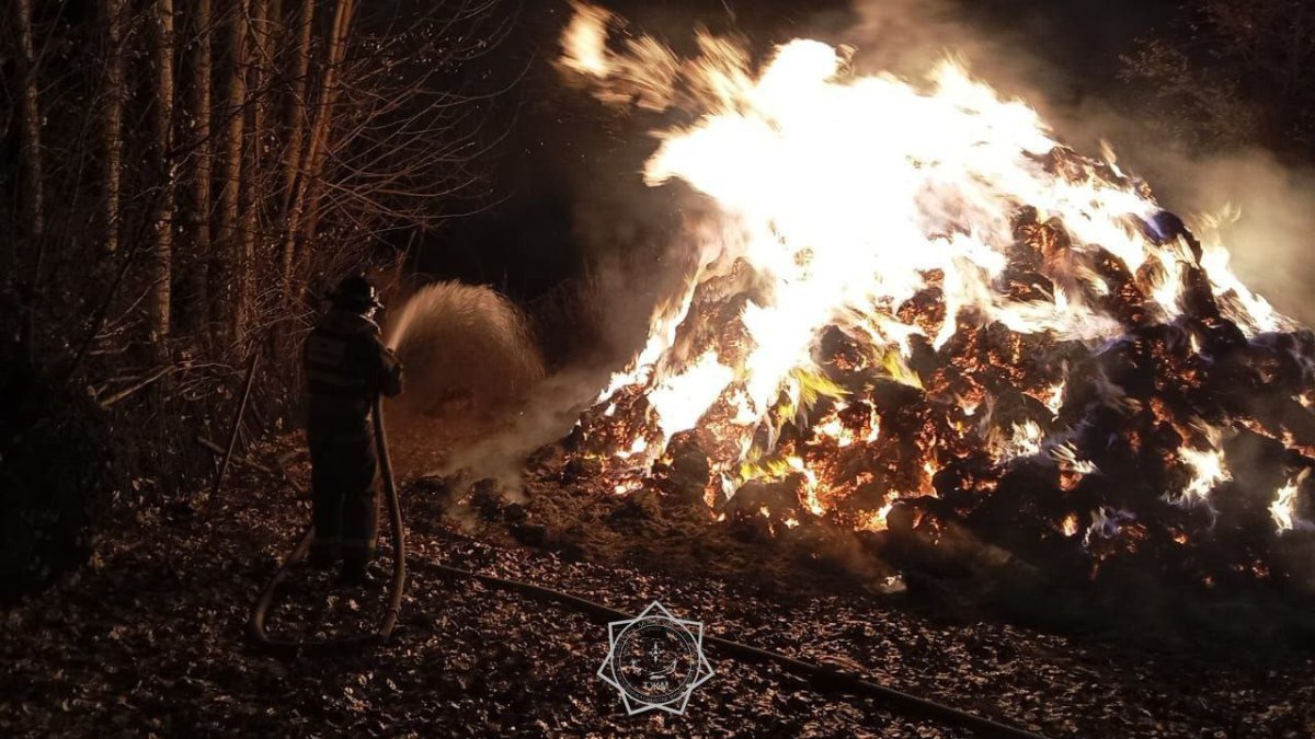 1000 тюков сена сгорели у жамбылца