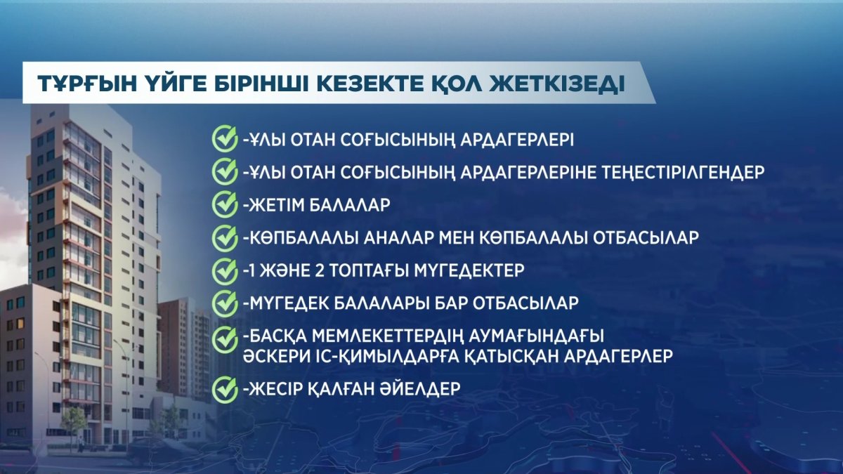 Кез келген адам баспана кезегіне тұра алады