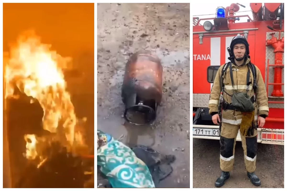 Астанада құтқарушы жер үйден өртке оранған газ баллонын алып шығып, жарылыстың алдын алды