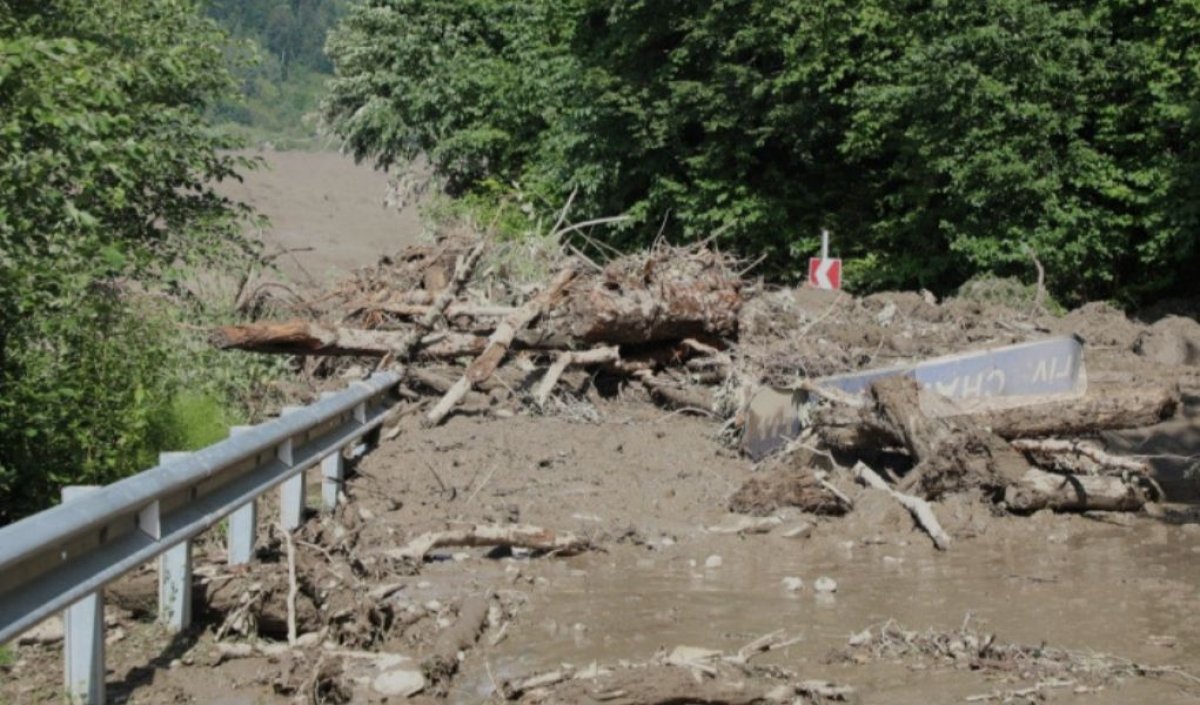 Грузияда нөсер жауын салдарынан үйлер су астында қалды