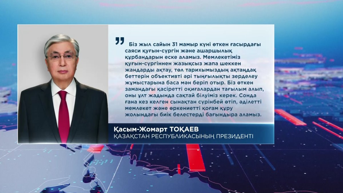 "Қасіретті оқиғалардан тағылым алып, ұлт жадында сақтай білуіміз керек",- Президент