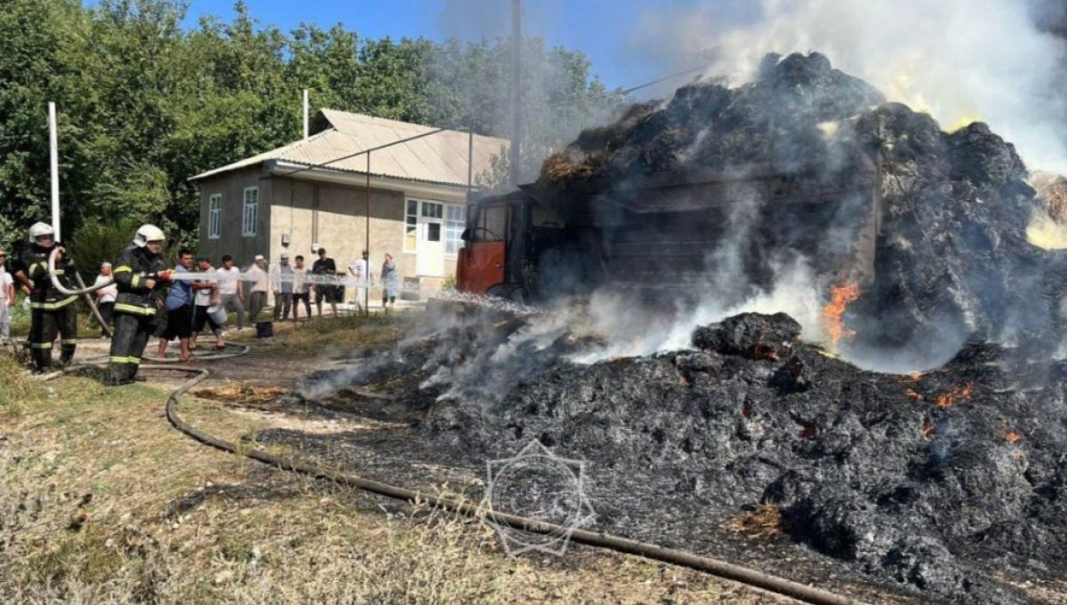 Түркістан облысында шөп тиелген жүк көлігі өртеніп кетті
