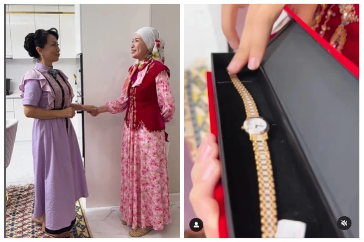 "Құны – 1 миллион 500 мың теңге": Абай Бегейдің қызы енесіне алтын сағат сыйлады