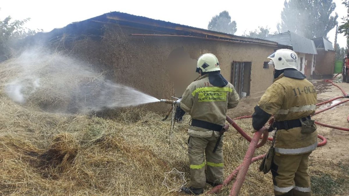 Тонна сена загорелась в области Жетысу
