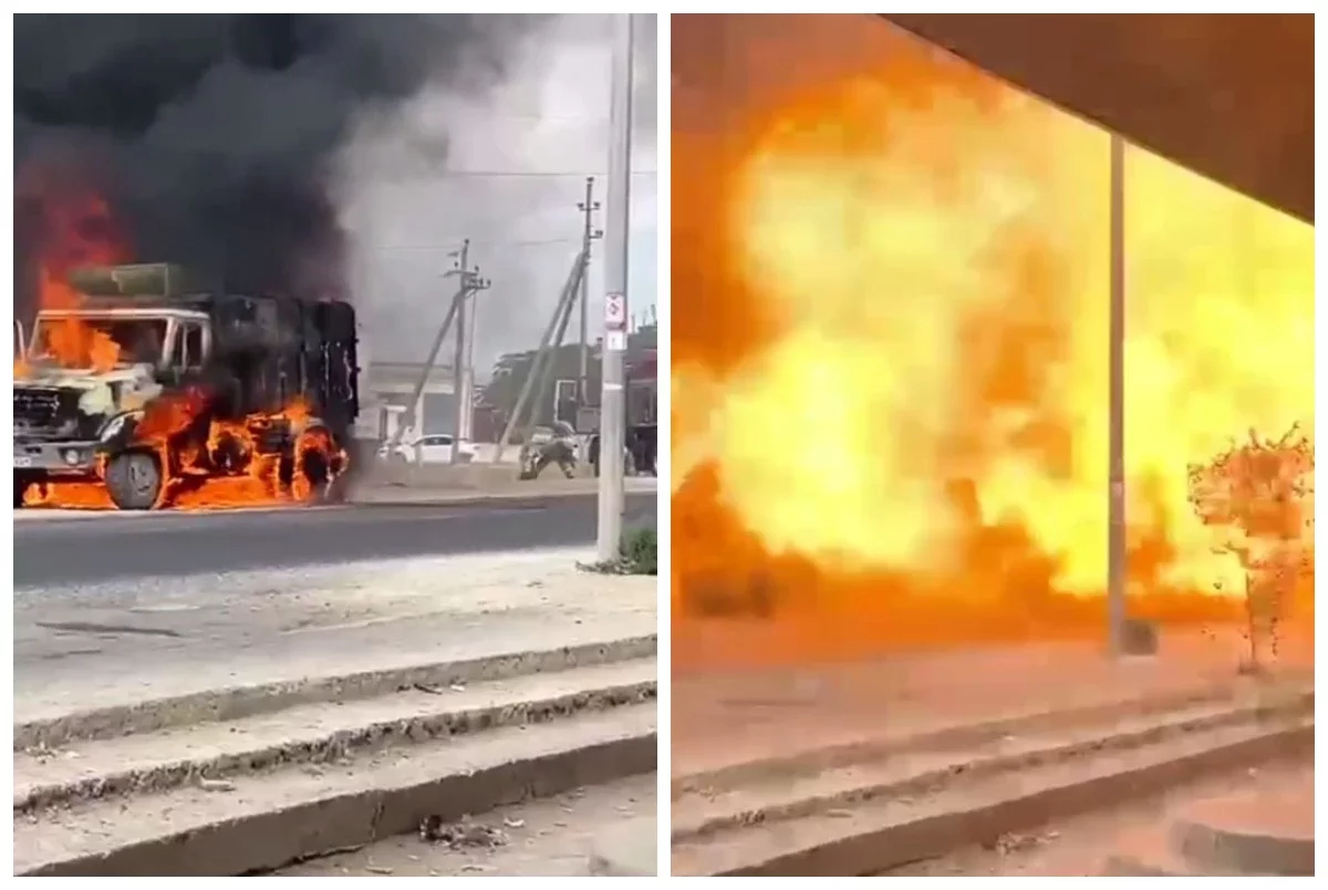 Маңғыстау облысында көшеде қоқыс таситын көлік өртеніп, жарылыс болды