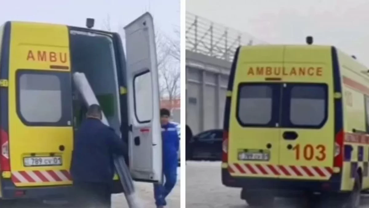 Астанада медицина көлігімен базардан кілем тасыған