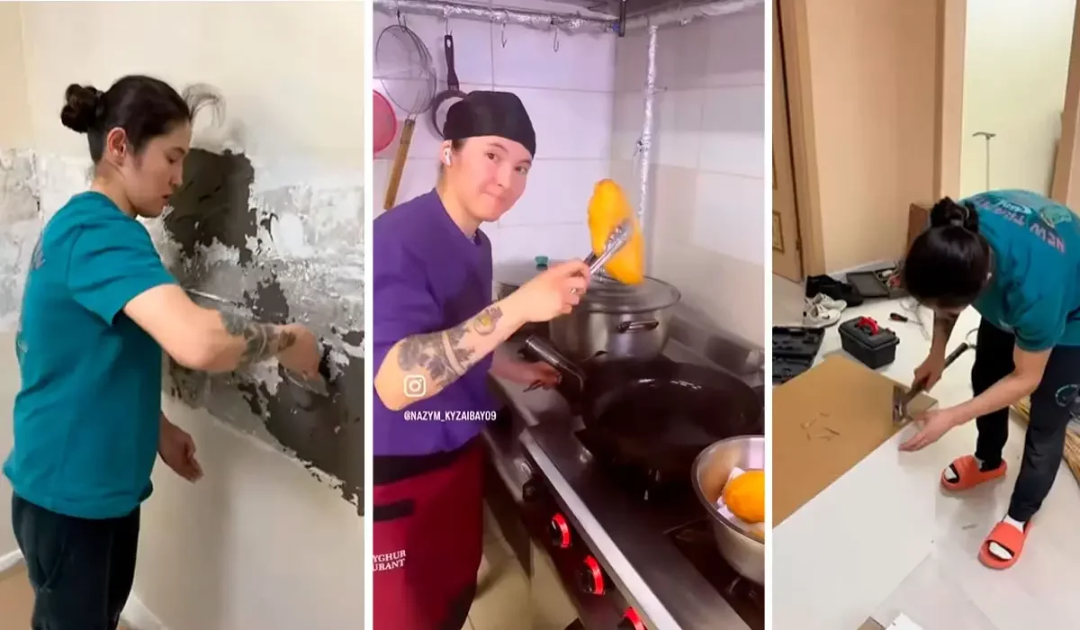 «Өнерім жетіп артылады»: ұн илеп, үй сылаған Назым Қызайбай жанкүйерлерін таң қалдырды