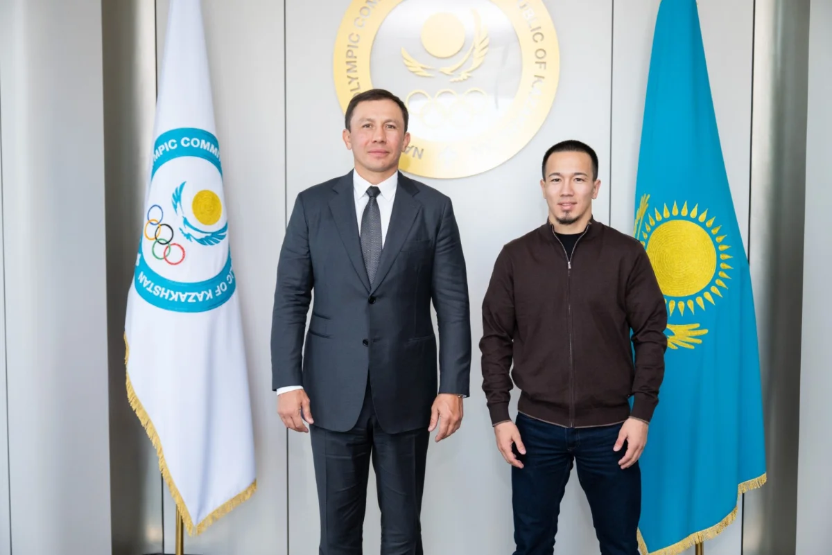 Қазақстан Ұлттық Олимпиадалық комитетінің президенті Геннадий Головкин грек-рим күресінен әлем чемпионы Айдос Сұлтанғалимен кездесті