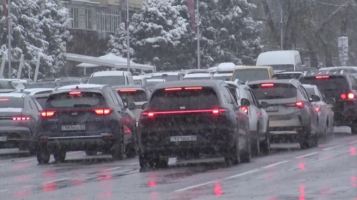 Сильный снегопад обрушился на Алматы