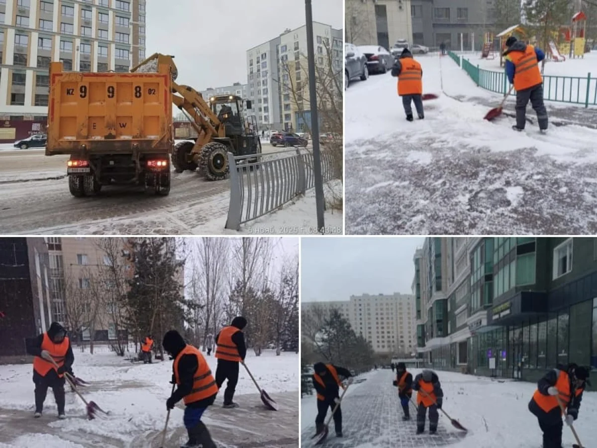 Первые снегопады в Астане: на уборку вышли 2500 рабочих
