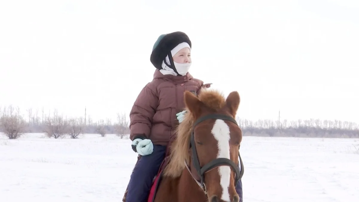 Павлодарлық 9 жасар Ясмина аттың құлағында ойнайды