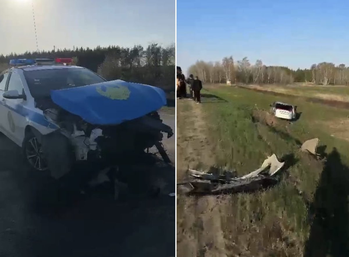Полицейское авто столкнулось с минивэном в Костанайской области