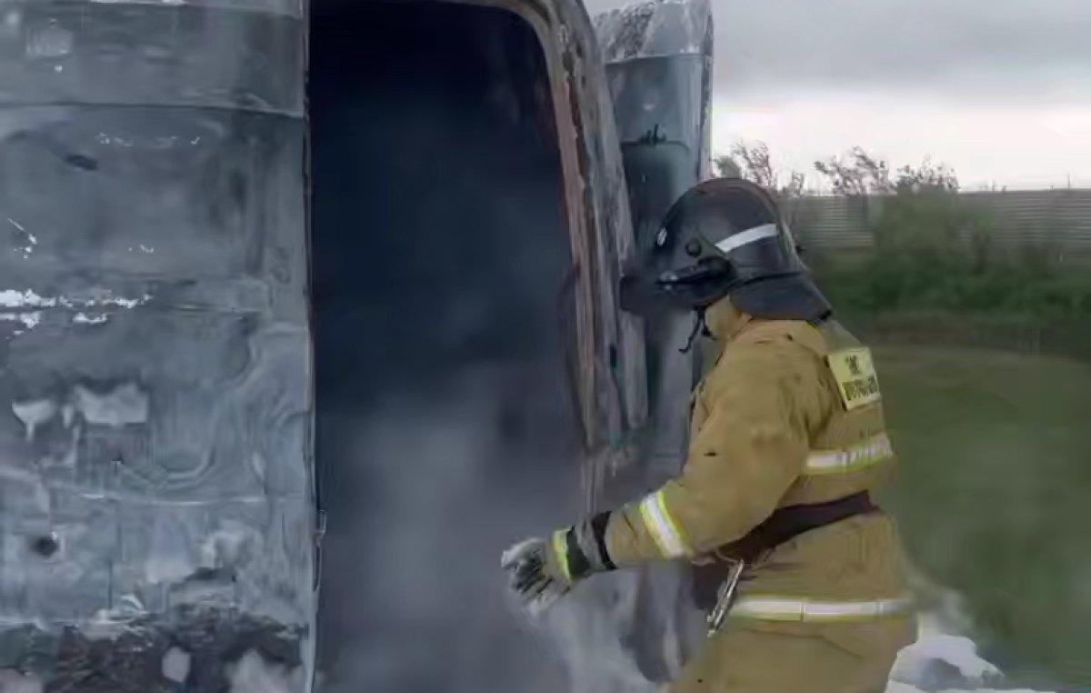 ГАЗель сгорела на трассе в Актюбинской области