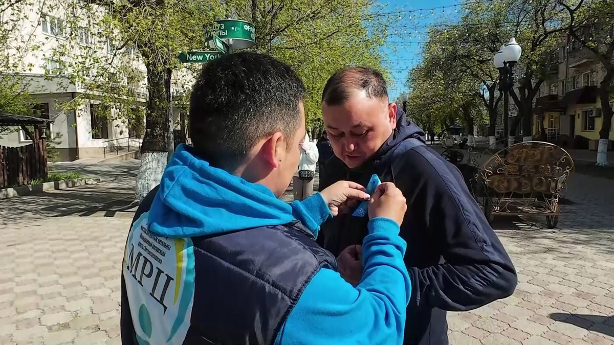 Акция «Жеңіс лентасы» проходит в Петропавловске