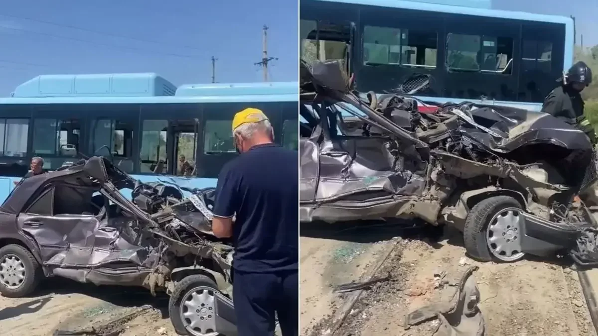 Таразда автокөлік жүк пойызы және автобуспен соқтығысып қалды