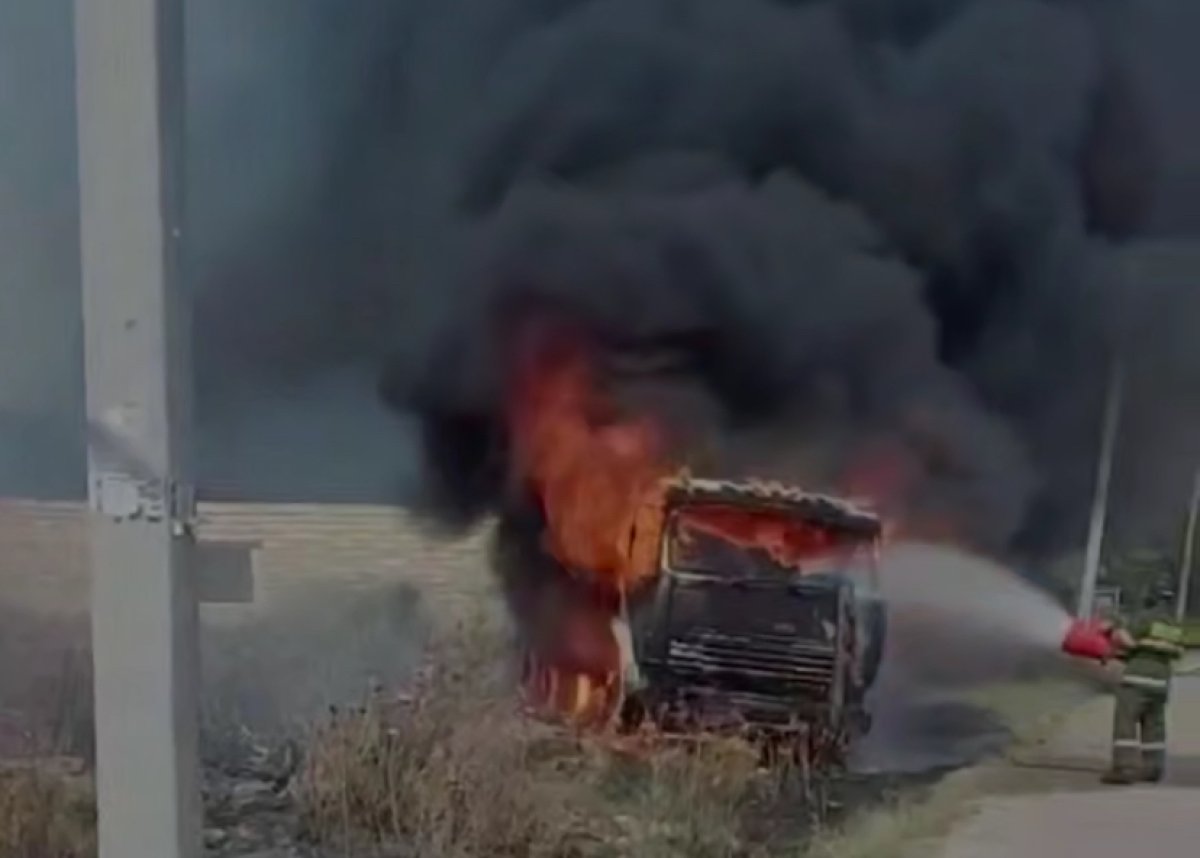 КАМАЗ сгорел в Актобе