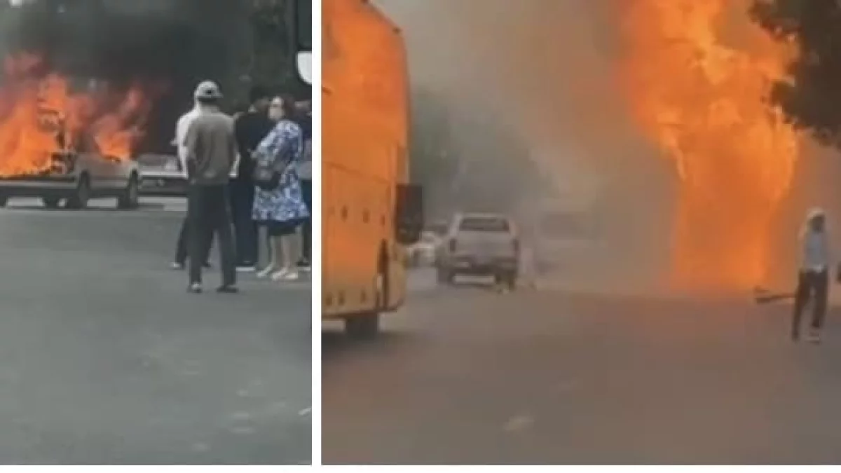 Автомобиль загорелся и взорвался в Шымкенте: есть пострадавший