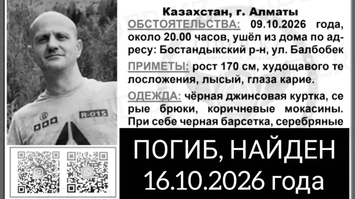 Еріктілер екі апта бойы іздеген ер адам өлі табылды