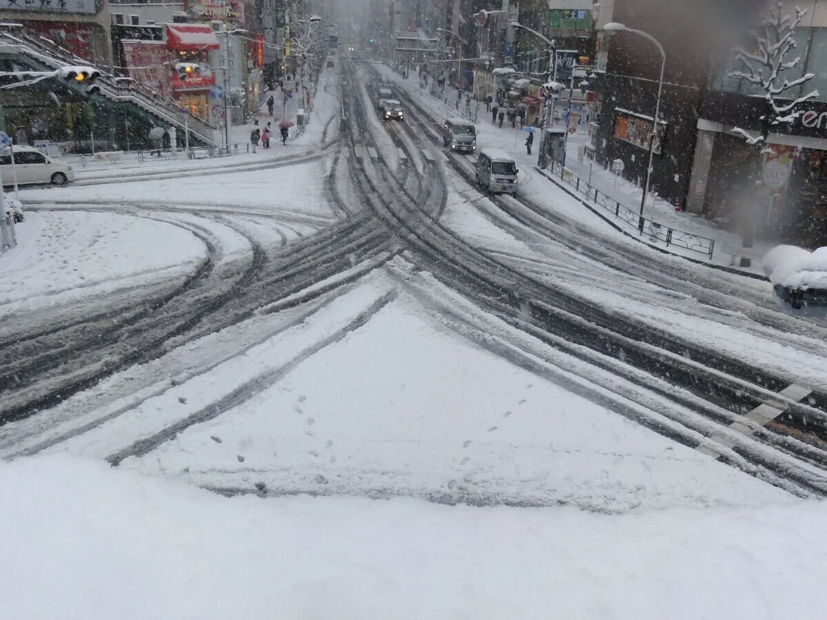 Снегопад впервые за несколько лет обрушился на Токио