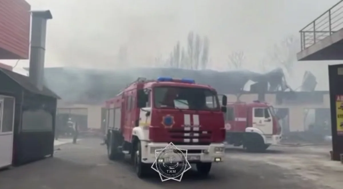 Пожар на СТО в Шымкенте: огонь повредил автомобиль