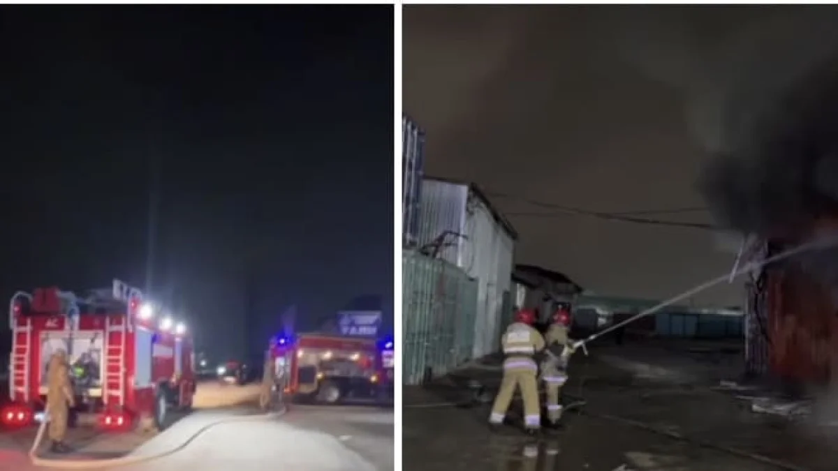 Склад стройматериалов загорелся в Таразе