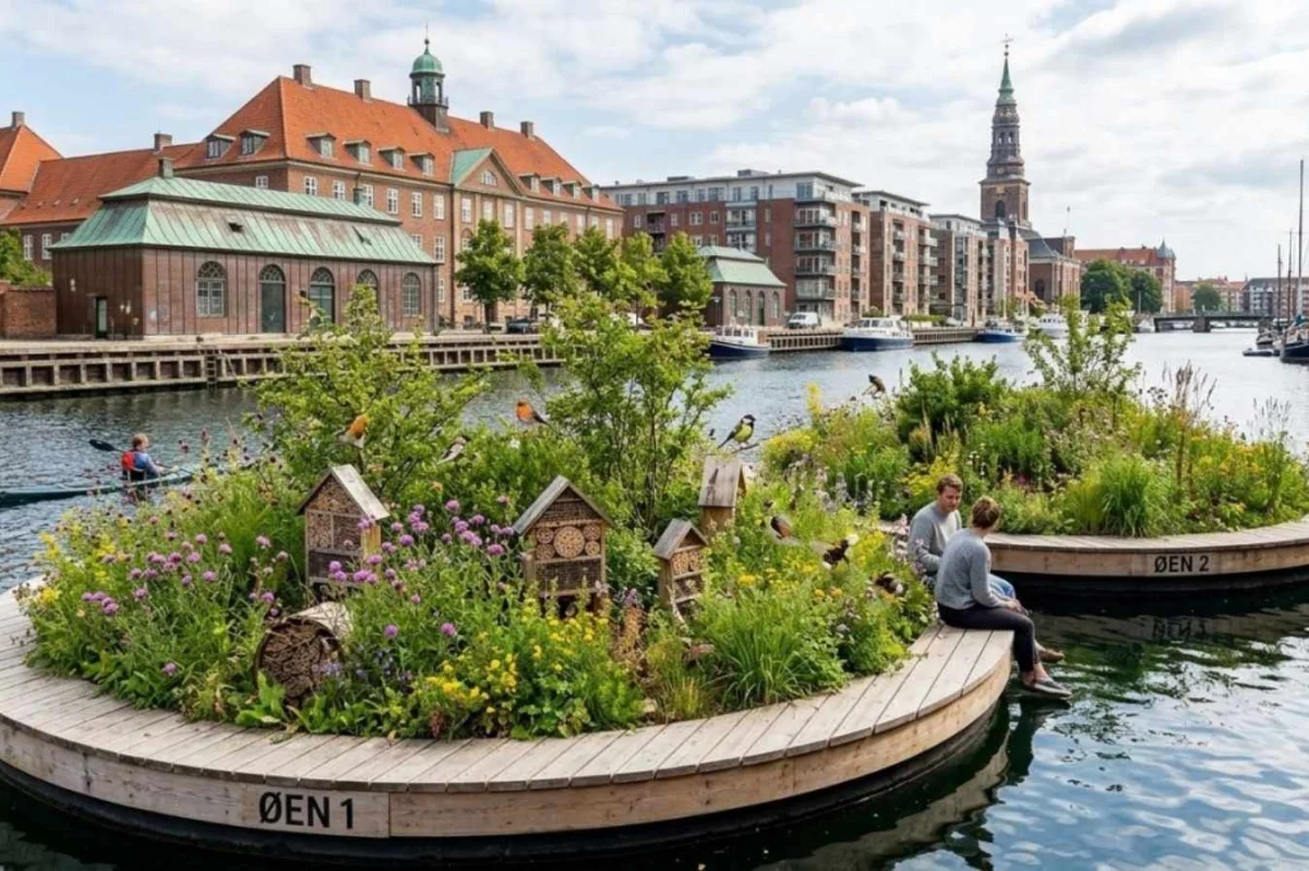 Плавучие острова с цветами для пчел и птиц запустили в гавани Копенгагена