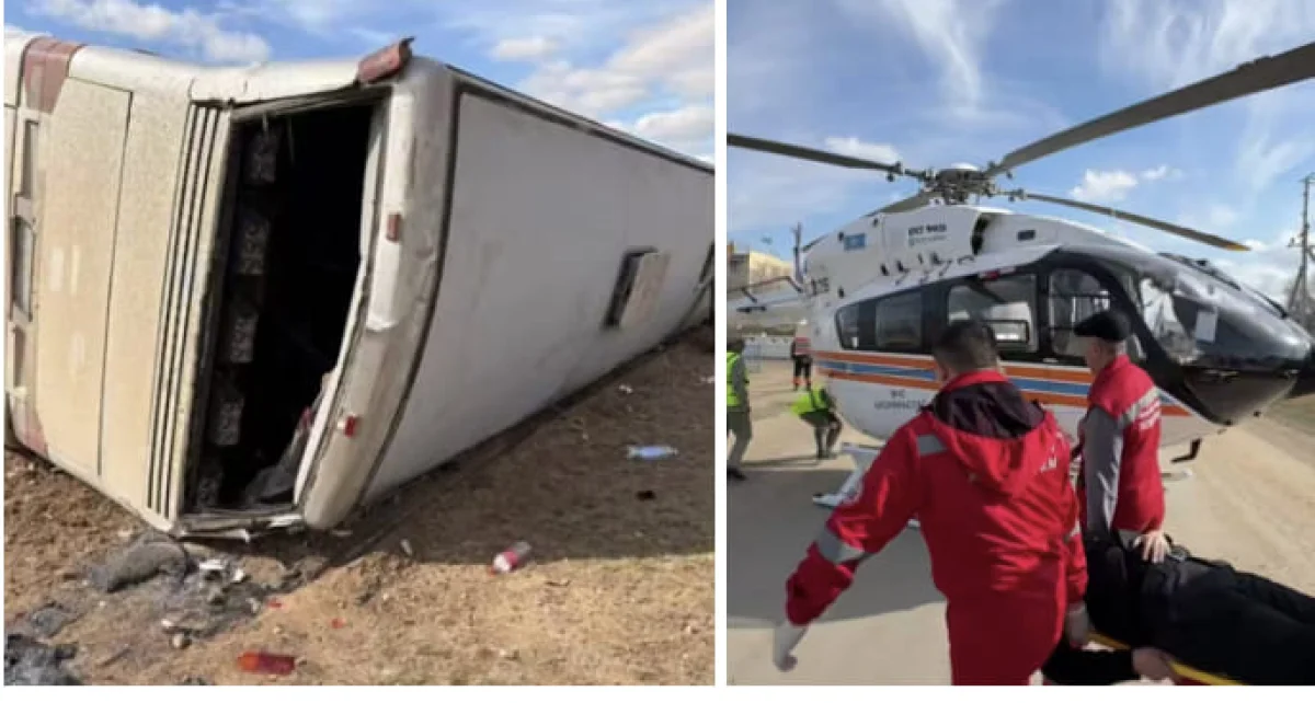 30 человек пострадали при опрокидывании вахтового автобуса в Карагандинской области