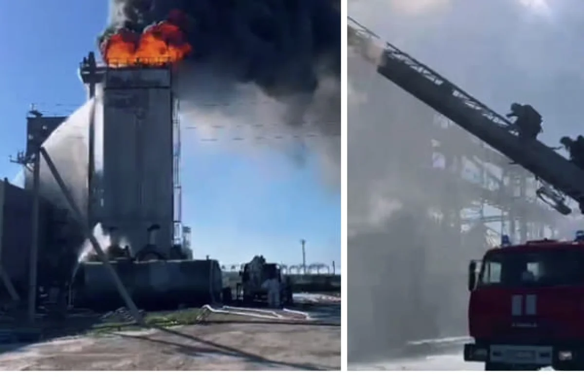 Крупный пожар тушат на зерносушилке в СКО