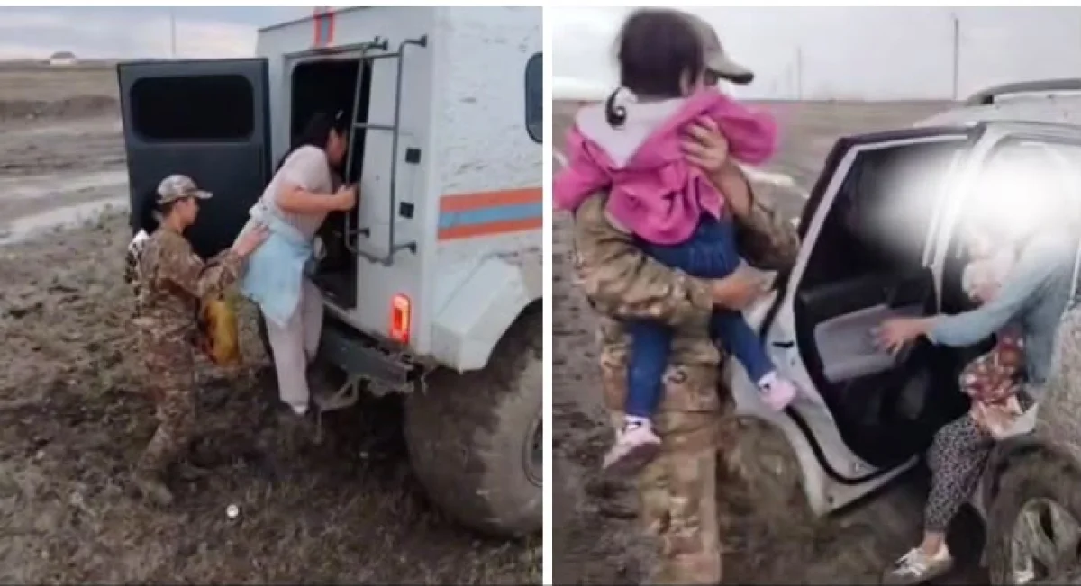 57 человек эвакуировали с размытой дороги под Атырау