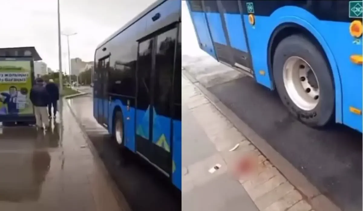 Автобус сбил пенсионерку на остановке в Астане (ВИДЕО)
