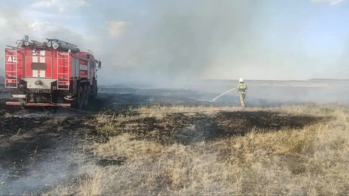 Ақмола облысында құрғақ шөп өртенді