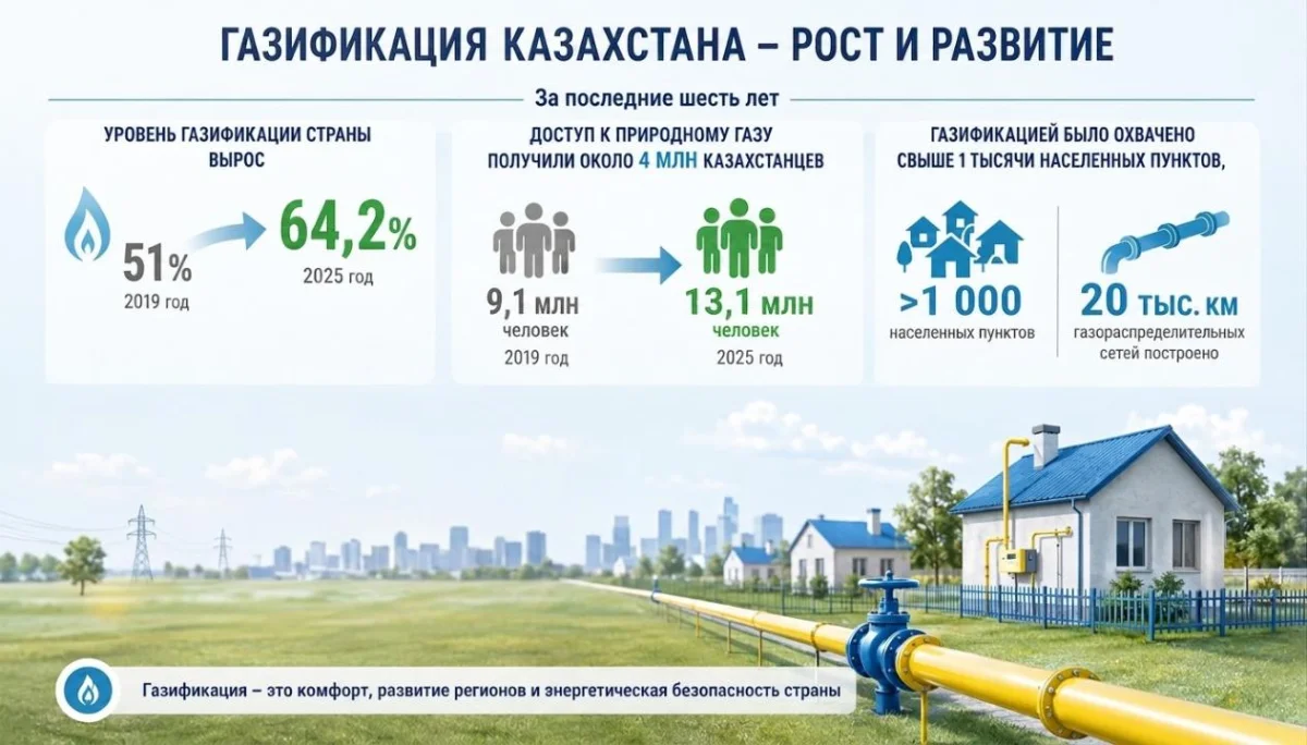 6 жылда тағы 4 млн қазақстандық газға қол жеткізді
