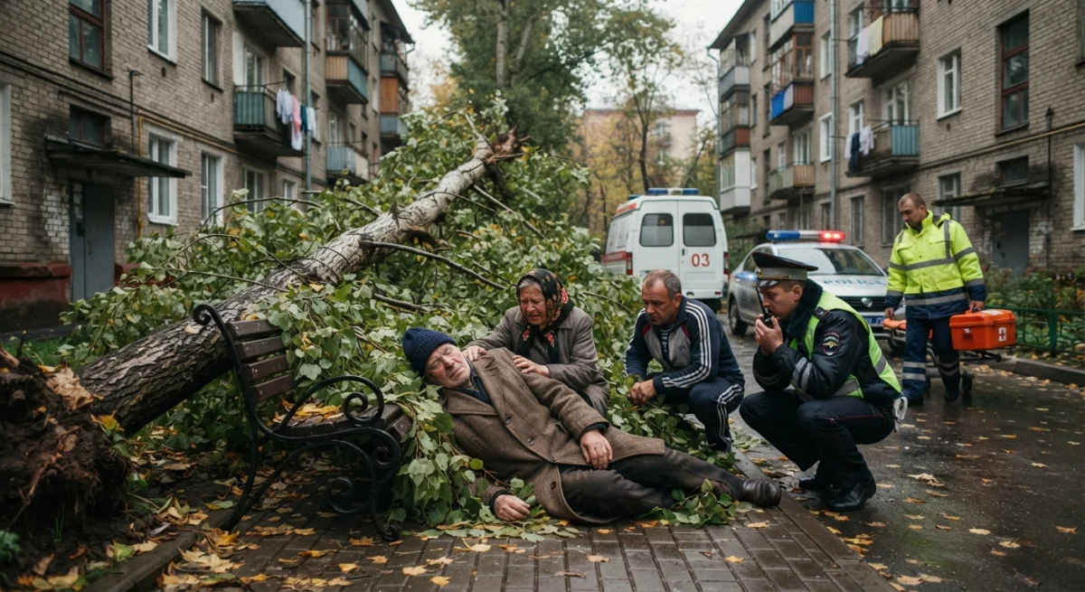 Пенсионер погиб после падения дерева в сквере