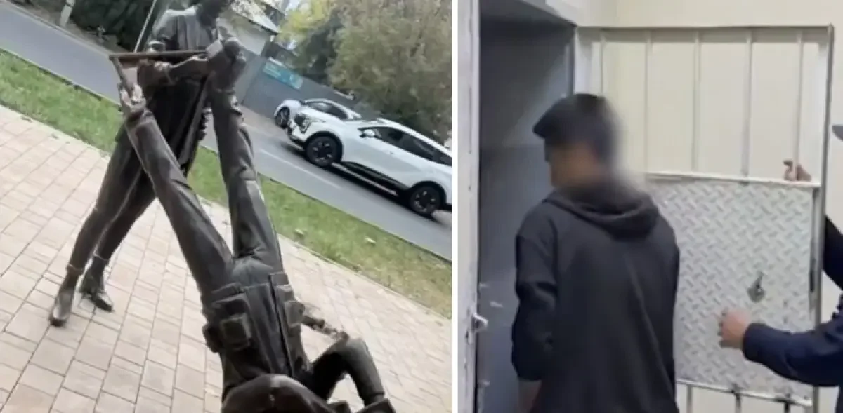 Астанада Журналистер аллеясындағы мүсінге зақым келтірген екі адам ұсталды