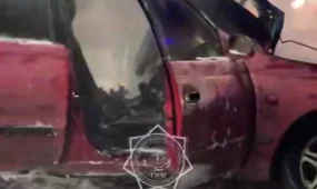 В Семее загорелся автомобиль на автогужевом мосту