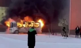 Школьный автобус загорелся в Косшы