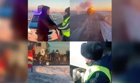 СҚО-да полицейлер 30 градус аязда жүргізушілерге көмек көрсетті