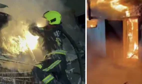 Многоэтажный дом и баня загорелись в Костанае