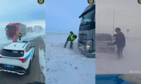 Павлодарда полицейлер қарлы боран арасынан адамдарды құтқарды