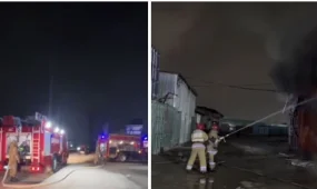 Склад стройматериалов загорелся в Таразе