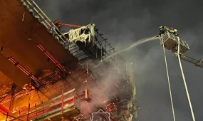 Строящийся мост вновь загорелся в Павлодаре