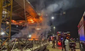 Строящийся мост в Павлодаре горел третий раз с начала года