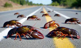 Живые раки оказались на шоссе после аварии в США (ВИДЕО)