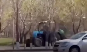 Тротуармен қашқан трактордың мас жүргізушісі ұсталды