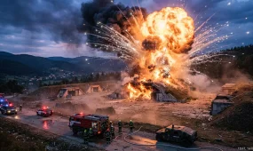 Взрыв прогремел на складе боеприпасов: огонь перекинулся на несколько хранилищ